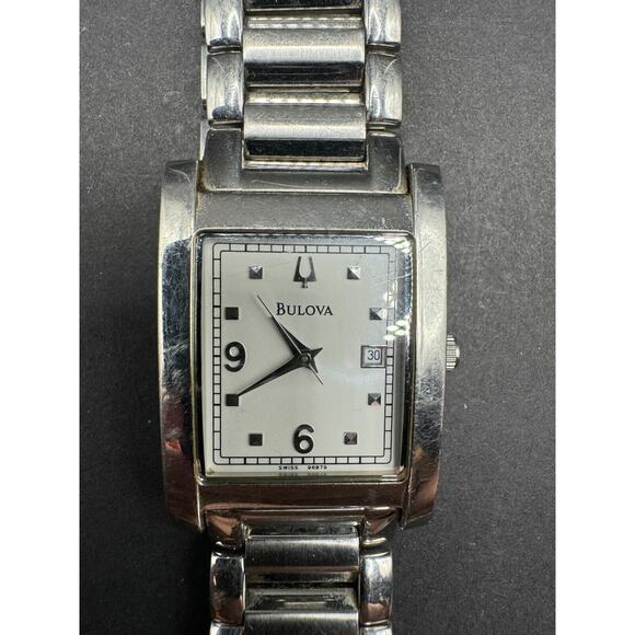 Bulova Men's Watch Quartz A2 Swiss 96B79 Stainless Steel White Dial Working